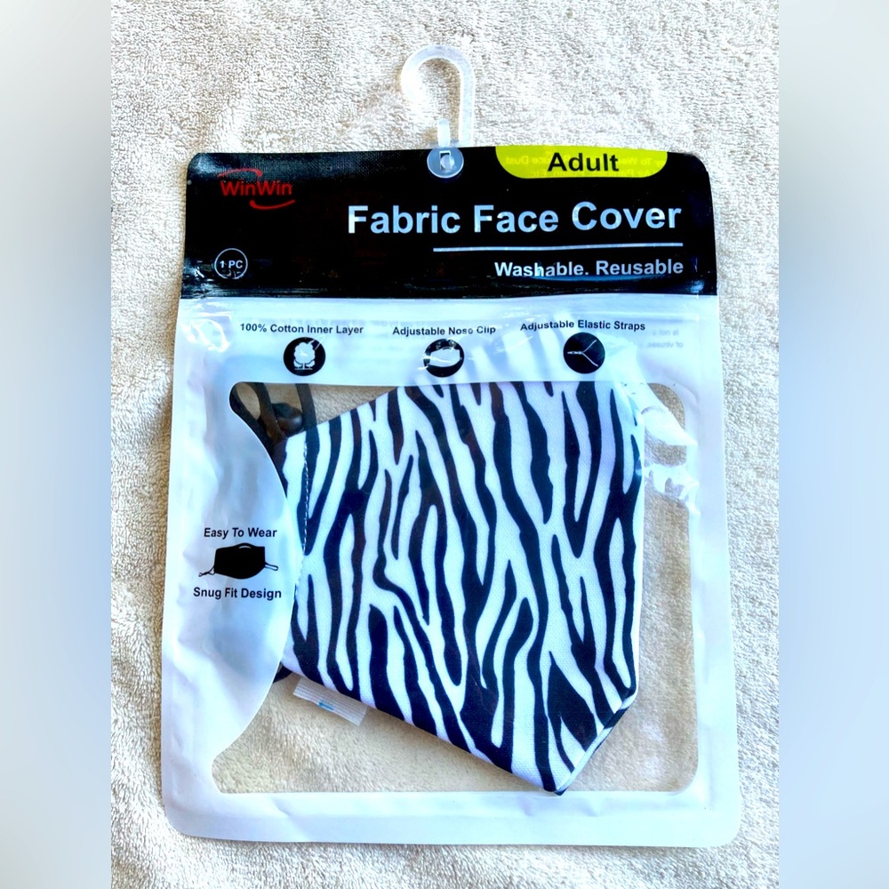 WinWin Fabric Washable Reusable Adult Zebra Face Mask NEW